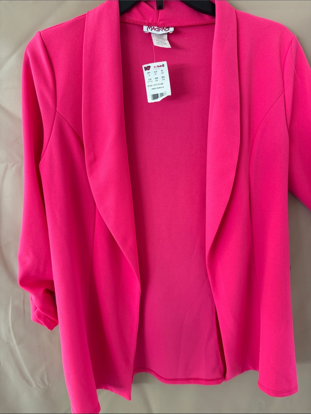Bright Pink Open-Front Women's Blazer